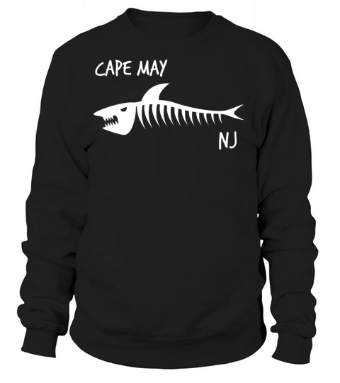 Cape May Nj New Jersey Shark Skeleton White Print Women's Sweatshirt