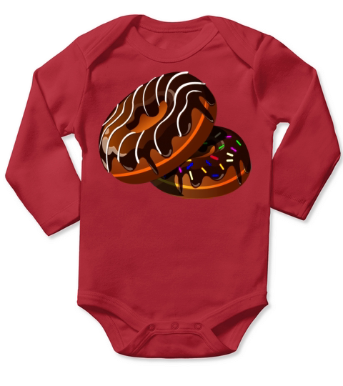 Donut sweet food candy vector illustration drawing Long Sleeve Baby One-Piece