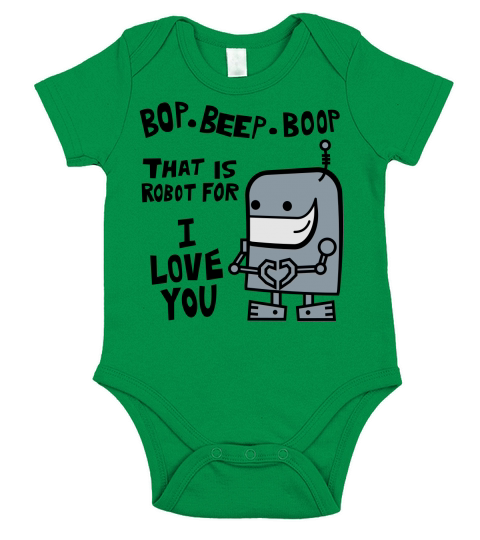 Bop Beep Boop Robot for I Love You Short Sleeve Baby One-Piece