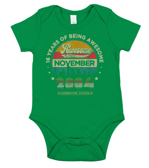 Vintage Born November 2004 16th Birthday Short Sleeve Baby One-Piece