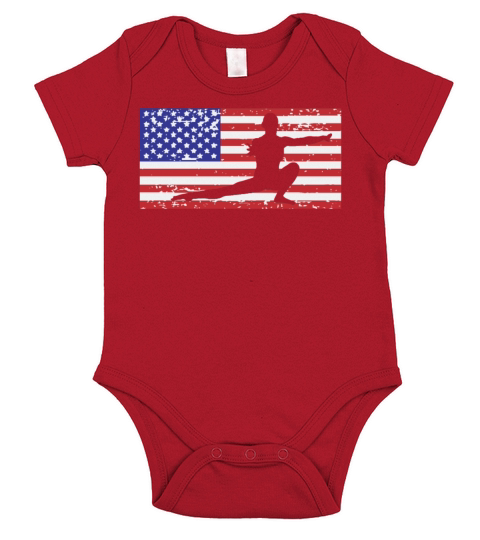 American Flag Vintage USA Flag Acrobatics Gymnast Short Sleeve Baby One-Piece