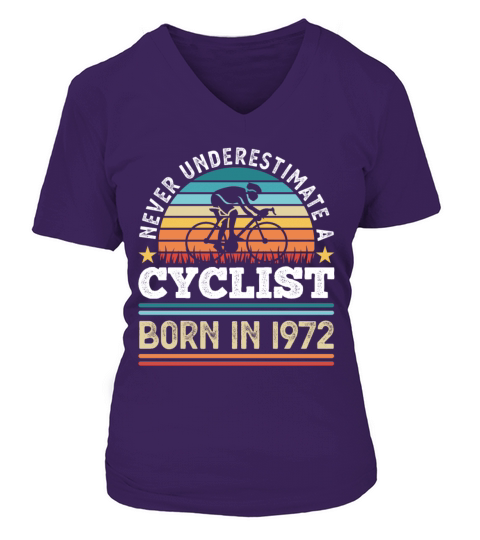 Cyclist born in 1972 50th Birthday Gift Cycling V-neck T-Shirt Woman