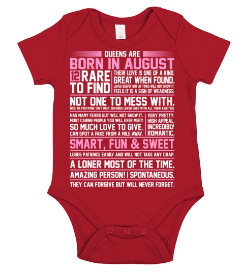 Queens Are Born In August Short Sleeve Baby One-Piece