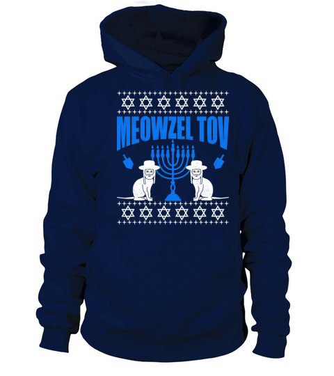 Meowzel Tov Jewish Hanukkah Chanukah Ugly Cat Men's Hoodie