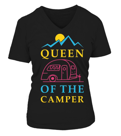 Queen of the RV - Camping Camper Vacation Gift Women's V-Neck T-shirt