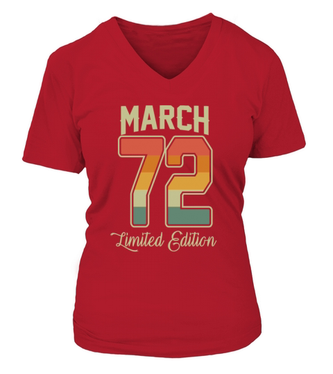Vintage 50th Birthday March 1972 Sports Gift V-neck T-Shirt Woman