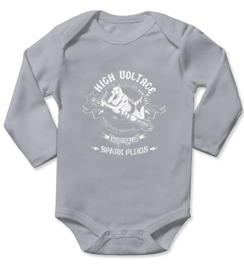 ACDC inspired HIGH VOLTAGE Spark Plugs Long Sleeve Baby One-Piece
