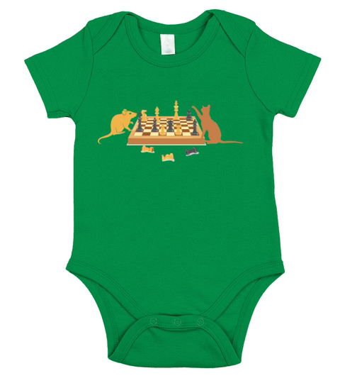 Mice and cat play chess Short Sleeve Baby One-Piece