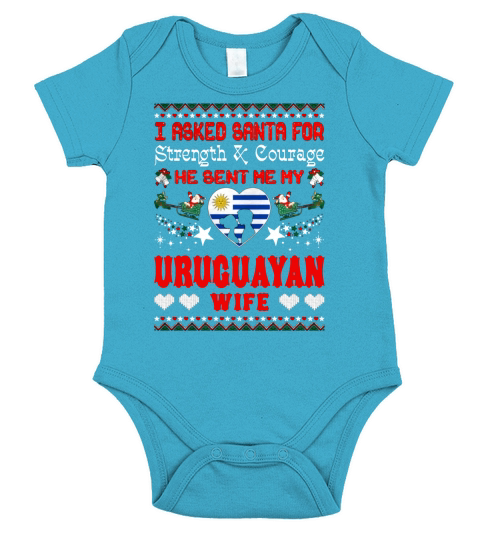 Santa Sent Uruguayan Wife Christmas Ugly Sweater Sweatshirt Short Sleeve Baby One-Piece
