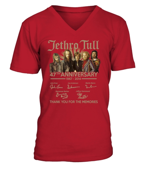 Jethro Tull 47th anniversary 1967 2014 signature thank you for the memories V-Neck T-shirt