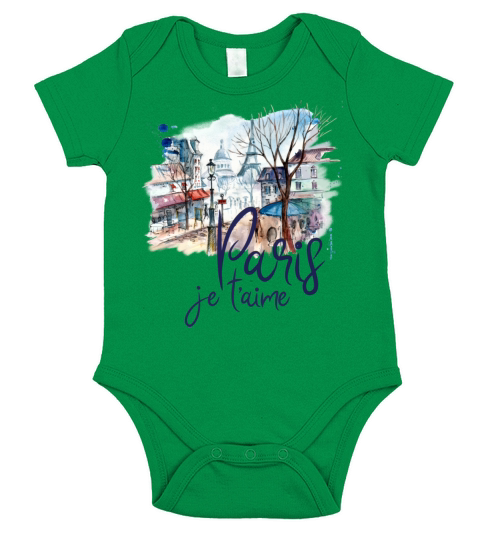 Paris Je Taime Souvenir France Watercolor Art Short Sleeve Baby One-Piece