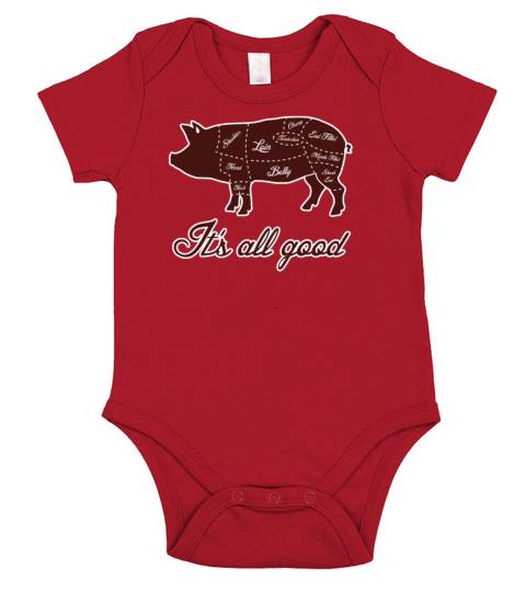 Its All Good Pig Pork Meat Map Short Sleeve Baby One-Piece