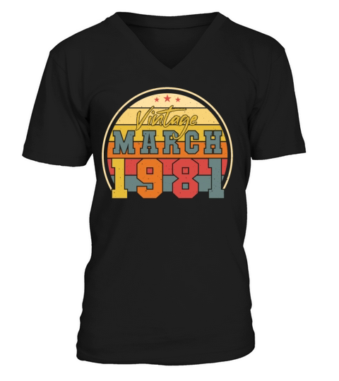 Born March 1981 Retro V-Neck T-shirt