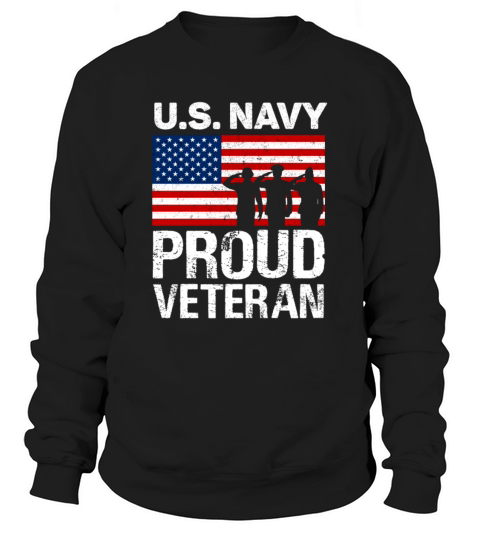 Proud Veteran US Navy Red White Blue Flag Patriotic Design Great for 4th of July Women's Sweatshirt