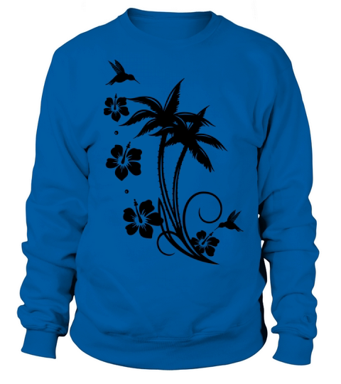 Palm hibiscus hummingbird Women's Sweatshirt