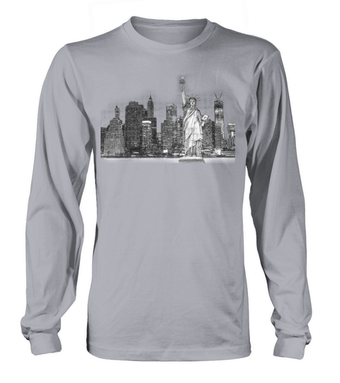 Statue Of Liberty New York Skyline Night Women's Long Sleeve