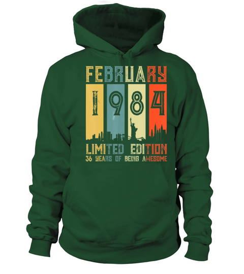 Retro Vintage February 1984 36 Yrs Old 36th Women's Hoodie