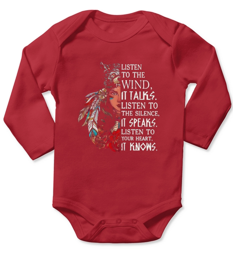 Girl native american Listen to the wind Long Sleeve Baby One-Piece