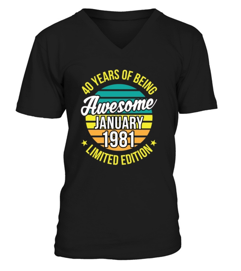 Awesome January 1981 40th Birthday Men Men's V-Neck T-shirt