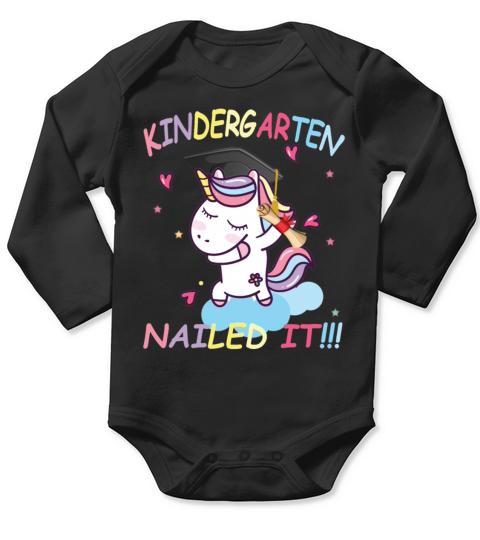Dabbing Unicorn Kindergarten Nailed It Graduate Long Sleeve Baby One-Piece