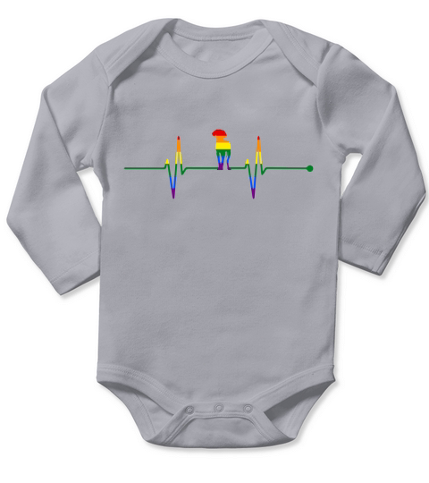 Weimaraner Dog Heartbeat Gay Rainbow Colorful LGBTQ Long Sleeve Baby One-Piece
