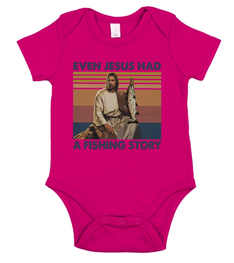 Even jesus had a fish story lines vintage retro Short Sleeve Baby One-Piece