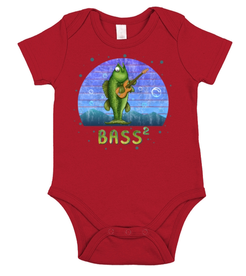 Bass 2 Guitar Fish Pun Fishing Musician Music Short Sleeve Baby One-Piece