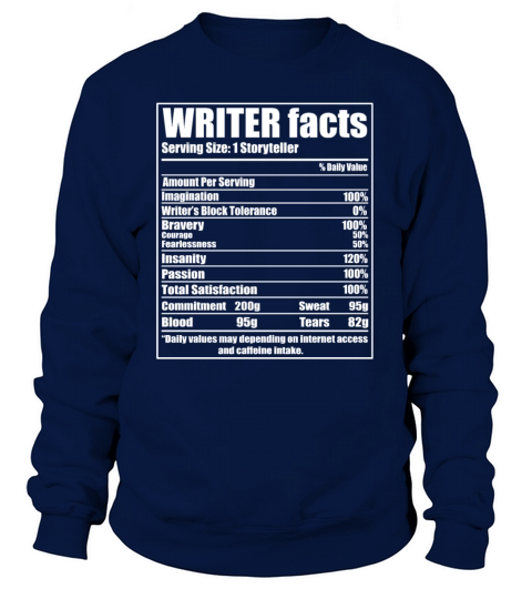 Funny Writers Nutritional Facts Women's Sweatshirt