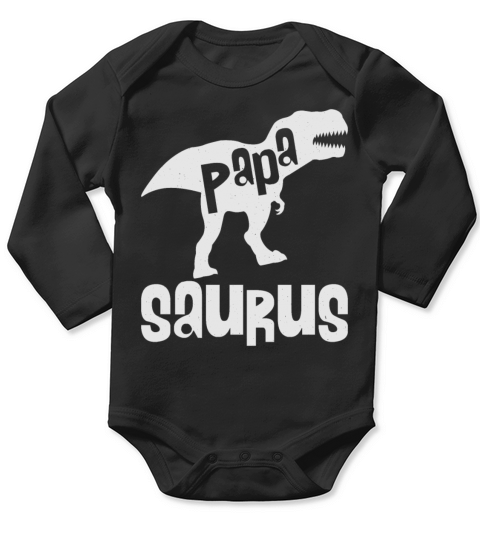 Fathers Day Papa Saurus Dinosaur Papa Long Sleeve Baby One-Piece
