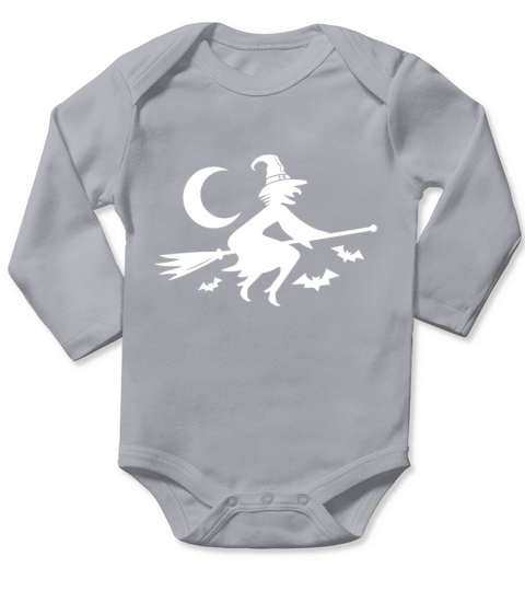 halloween witch with broom Long Sleeve Baby One-Piece