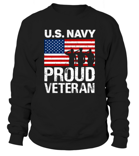 Proud Veteran US Navy Red White Blue Flag Patriotic Design Great for 4th of July Men's Sweatshirt