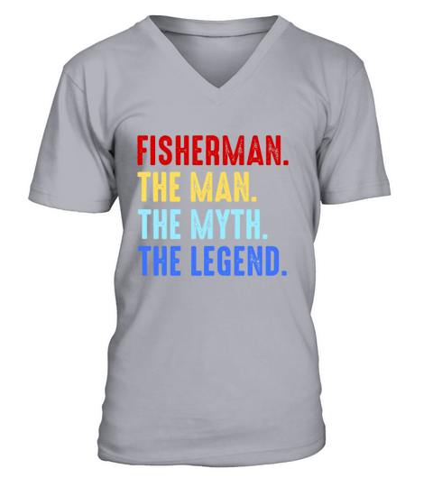 Fishing Man Myth Legend Fisher Angler Angling Gift Men's V-Neck T-shirt