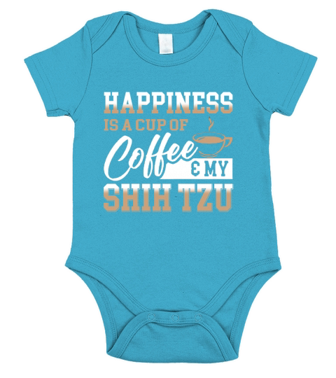 Happiness Is A Cup Of Coffee And My Shih Tzu Short Sleeve Baby One-Piece