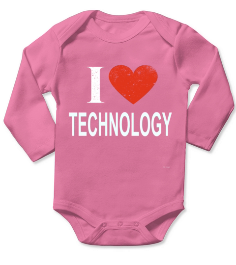I Love Technology Long Sleeve Baby One-Piece
