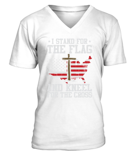 I Stand For The Flag And Kneel For The Cross Men's V-Neck T-shirt