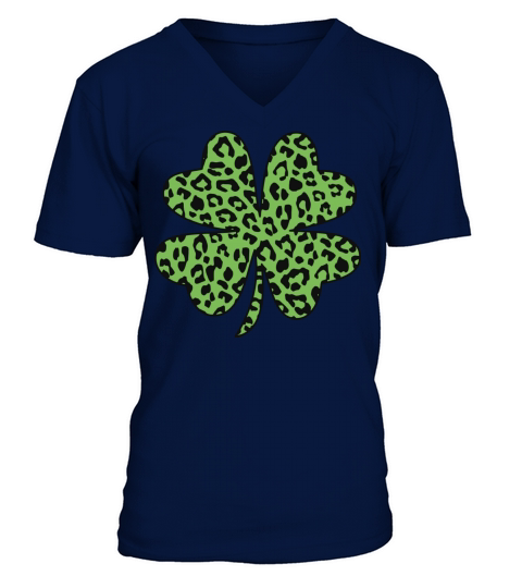 Cute Green Leopard Pattern Shamrock St Patricks Da V-Neck T-shirt