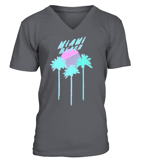 Miami Beach Palm Trees 80s Style Men's V-Neck T-shirt