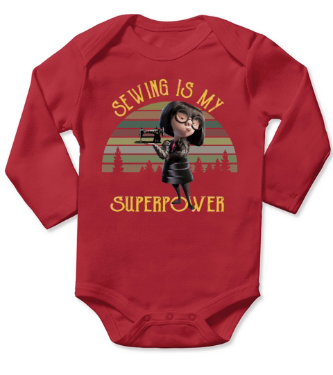 Edna Mode sewing is my superpower vintage shirt Long Sleeve Baby One-Piece
