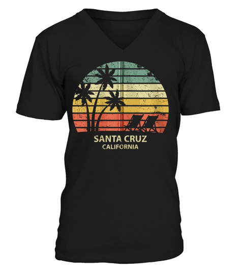 Vintage California Santa Cruz Beach Cool Retro Zip Men's V-Neck T-shirt