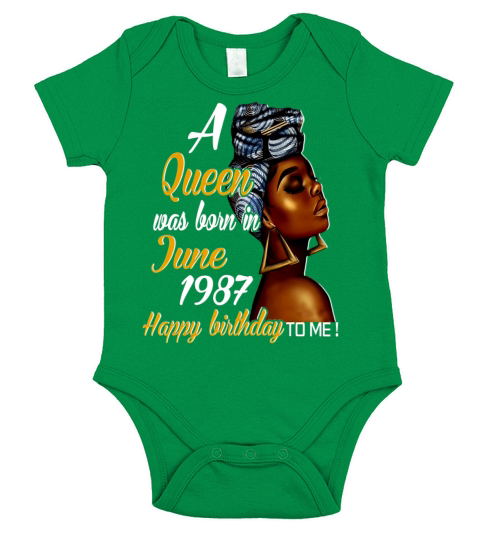A Queen Was Born In June 1987 34th Birthday Gift Short Sleeve Baby One-Piece