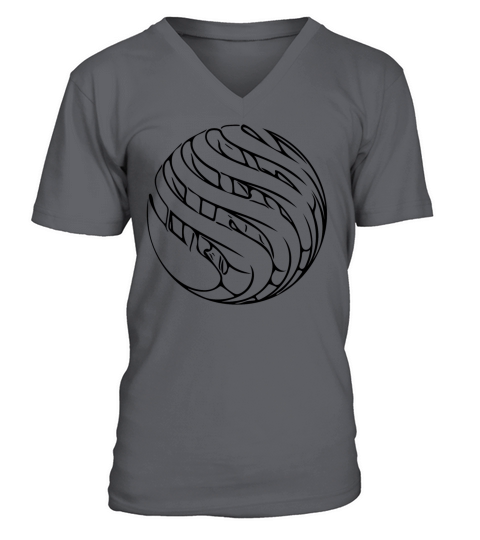 Ball Motif In Vintage Geometric Structure V-Neck T-shirt