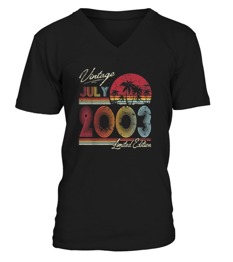 Retro Vintage July 2003 T Shirt Vintage 16th birth Men's V-Neck T-shirt