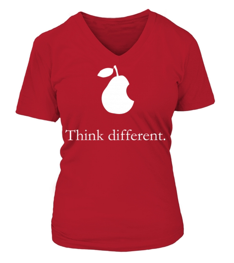 Apple Parody Pear Think different Women's V-Neck T-shirt