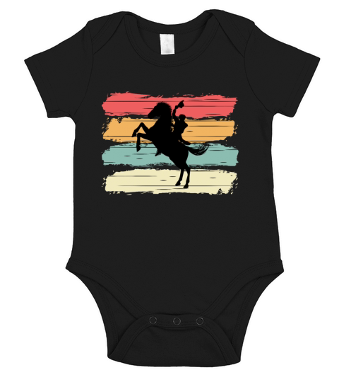 Vintage Sunset Brush Strokes Cowboy On Horse Short Sleeve Baby One-Piece