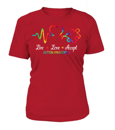 Live Love Accept Autism Awareness Tie Dye Autism M Women's T-Shirt