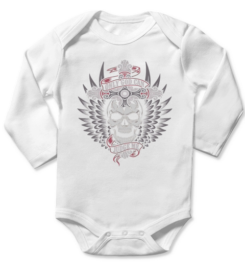 Skull Only God Can Judge Me Long Sleeve Baby One-Piece