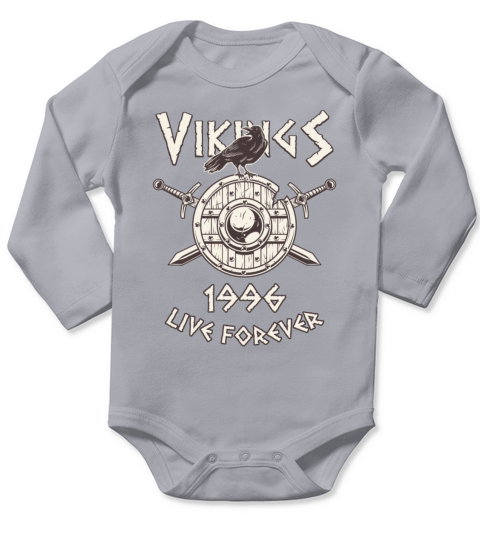 Vikings Live Forever 1996 Norse Birthday Long Sleeve Baby One-Piece