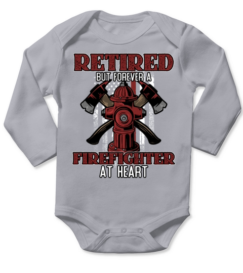 Retired Fire Fighter Thin Red Line Fireman Long Sleeve Baby One-Piece