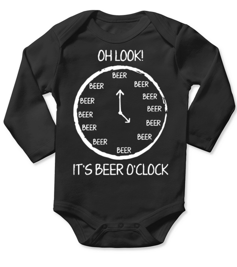 OH Look its beer o clock t-shirts Long Sleeve Baby One-Piece