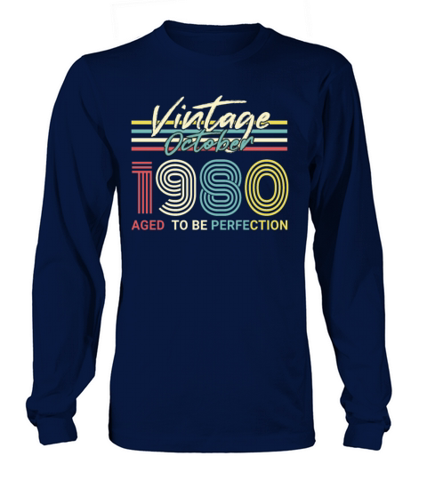 Born 1980 October Vintage Gift Idea Women's Long Sleeve